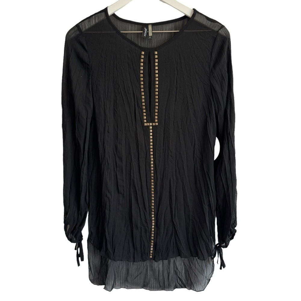 NWT Ravel Sheer Black Rockstud Tunic, Size S
